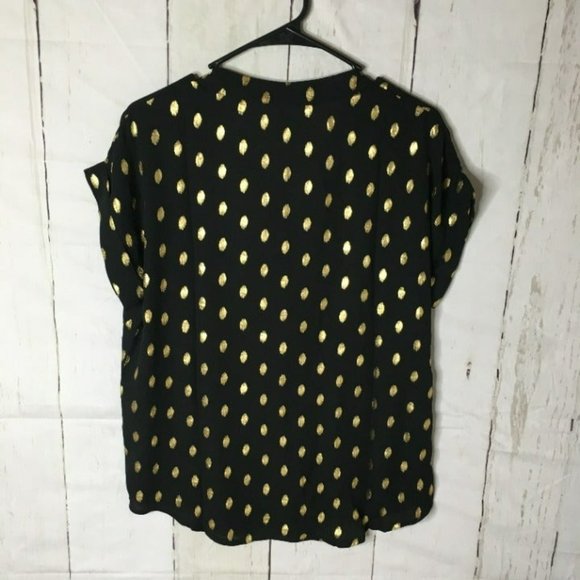 Shein Womens Black Blouse Gold Spots Large NEW - Picture 6 of 8